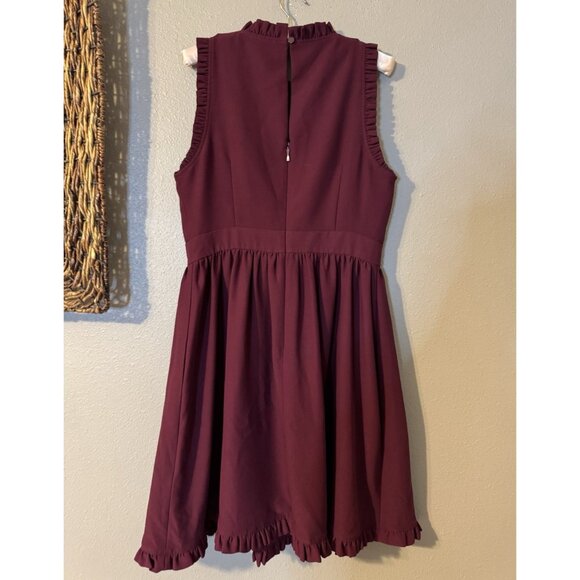 Kate Spade Dress 10 Cherry Burgundy Red Ruffle Trim Stretch Career Church - Picture 15 of 16